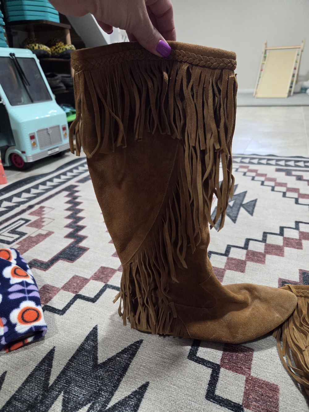 Sam Edelman Tan Suede Fringe Boots